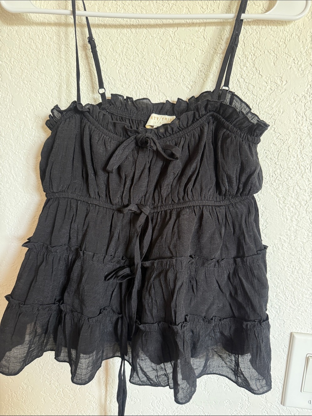 Black Ruffled Tiered Cami Top